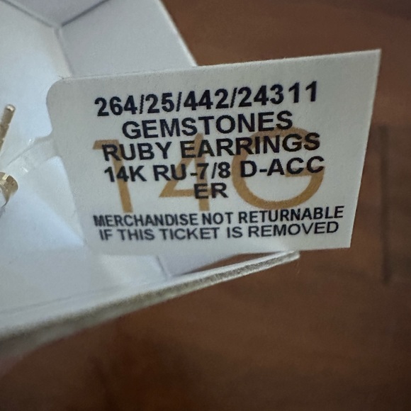 R.H. Macy & Co. Ruby 7/8 ct. t.w. Diamond Accent Stud Earrings 14k Yellow Gold - Picture 4 of 6